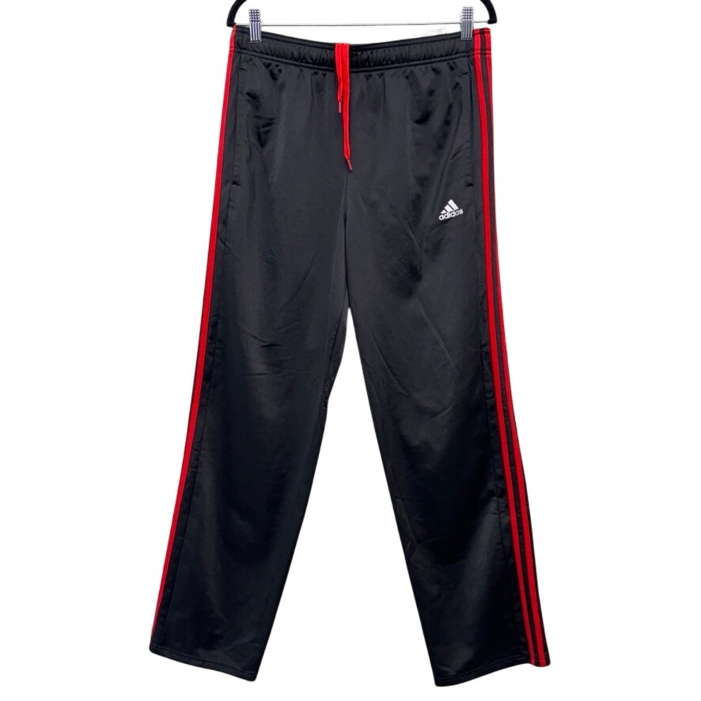 Adidas Mens Track Pants Black Red Stripes Athletic Joggers Size Large